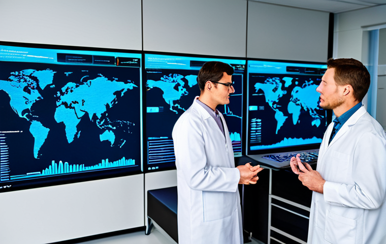 A diverse group of professional data scientists and researchers, fully clothed in modest, contemporary lab attire, collaborate in a cutting-edge research laboratory. They are gathered around a large, interactive holographic display showcasing intricate statistical models, complex graphs, and abstract data visualizations related to human longevity. The environment is sleek, futuristic, and filled with advanced computing equipment. The focus is on the power of data analysis to uncover patterns for extended healthy living. Perfect anatomy, correct proportions, natural pose, well-formed hands, proper finger count. Professional photography, high quality, sharp focus, vibrant colors, safe for work, appropriate content, fully clothed, professional.