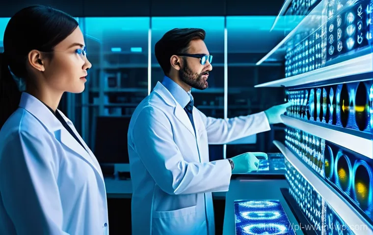 장수와 관련된 실험적 디자인의 변화 - **Prompt 1: Futuristic Genetics and AI Research**
"A diverse team of professional scientists, bo...