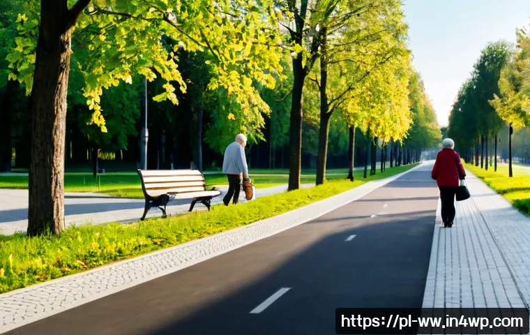 장수와 관련된 도시 환경의 영향 - Photorealistic healthy urban living scene in a modern Polish city, active older Polish couple walkin...
